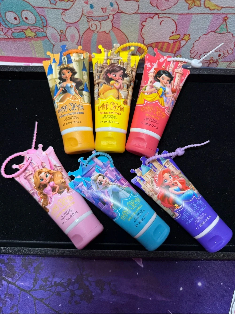 Bundle of 6 disney princess hand cream lotions 24+ hours of intense moisture